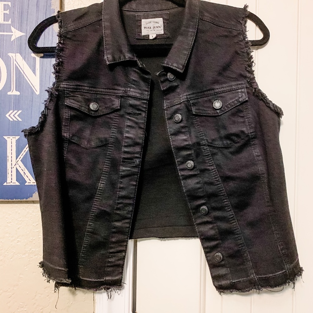 Black denim vest